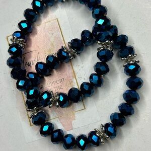 Blue Crystal Beaded Bracelet Set